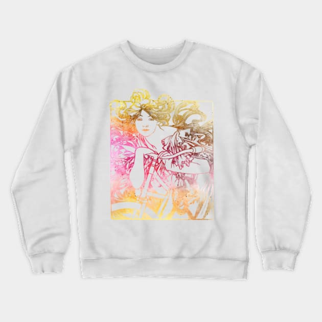 Big Hair And Bike in Sunset Crewneck Sweatshirt by SaintReclusia